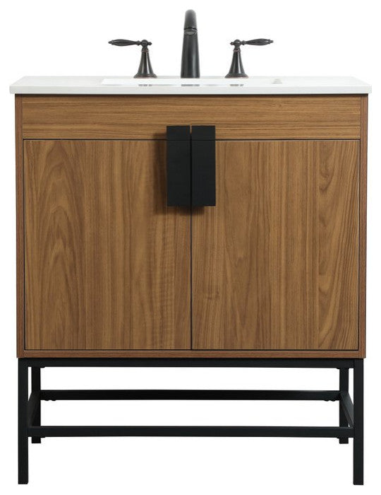 Home Living 19" Modern Walnut Brown-Light Bathroom Vanity