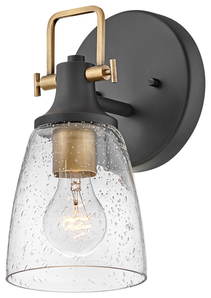 Hinkley Easton 6" Single Light Bath Vanity Fixture, Black + Heritage Brass
