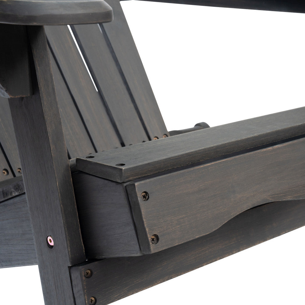 GDF Studio Hillary Dark Gray Acacia Wood Folding Adirondack Chair, Single