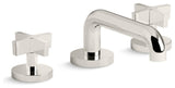 One Sink Faucet, Low Spout, Cross Handles, Nickel Silver
