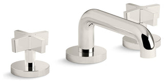 One Sink Faucet, Low Spout, Cross Handles, Nickel Silver