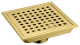 Luxier 6" Square Shower Floor Drain FD01-6, Brushed Gold