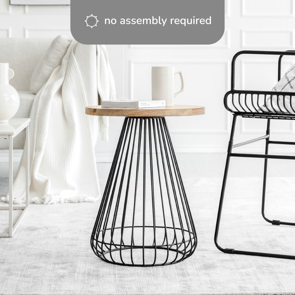 Melody Designer Cage Table, Natural/Black