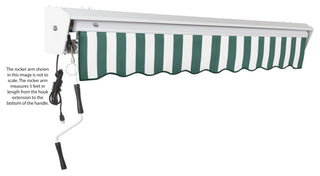 Awntech 14x10' Destin Left Motor Acrylic Retractable Awning, Forest/White Stripe