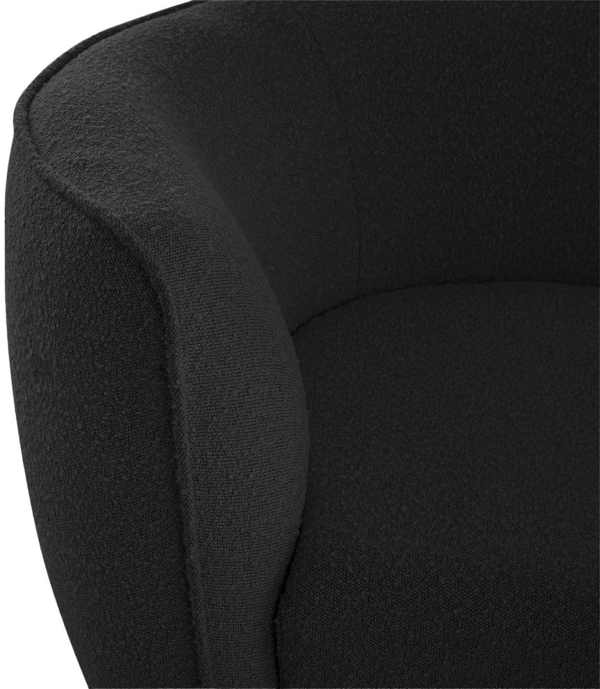 Hilton Boucle Fabric Upholstered Chaise Lounge, Black
