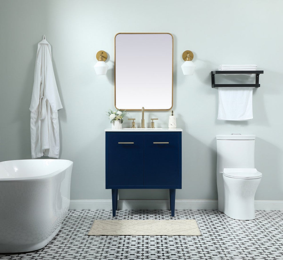 Home Living 19" Midcentury Modern Blue-Light Bathroom Vanity