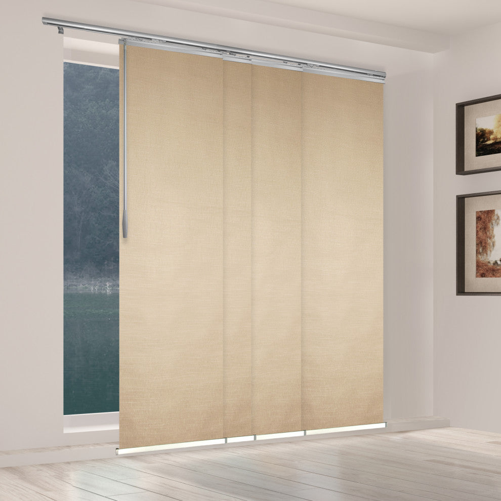 Osweald 4-Panel Track Extendable Vertical Blinds 48-88"W, Satin Nickel Track, 91.4" H