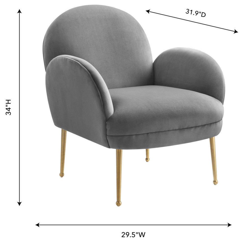 TOV Furniture Gwen Grey Velvet Chair