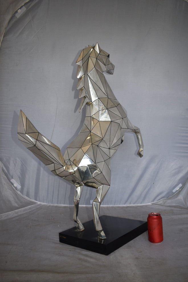 Modern Textiled Ferrari Horse Silver Finish Bronze Statue Size: 30" x 11" x 38