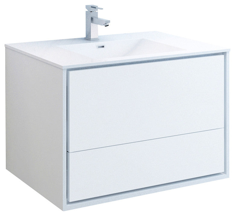 Fresca Catania 36" Gloss White Wall Hung Cabinet With Integrated Sink