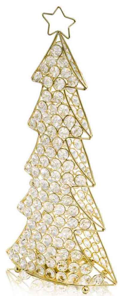 HomeRoots 3.5" x 8" x 16" Gold Crystal Christmas Tree