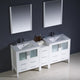 Torino 72" White Modern Double Sink Bathroom Vanity, Faucet FFT3071BN