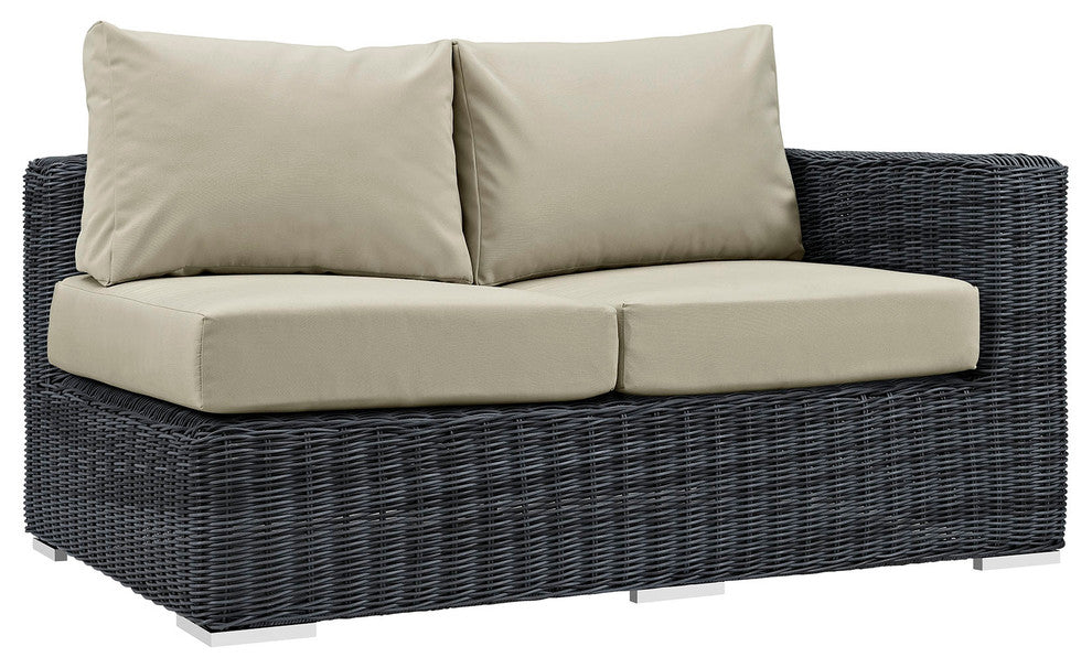 Summon Outdoor Patio Sunbrella, Right Arm Loveseat, Canvas Antique Beige