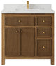 Sonoma Teak 36 Center Sink Bath Vanity in Dark Natural with 2" Calacatta Nuvo