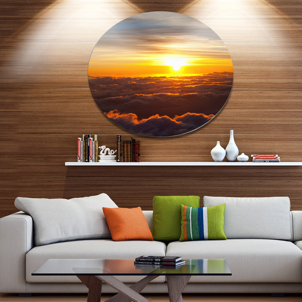 Fantastic Sunset Sky And Clouds, Landscape Round Wall Art, 23"