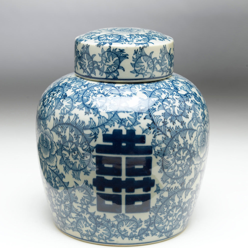 12" Blue & White Ginger Jar