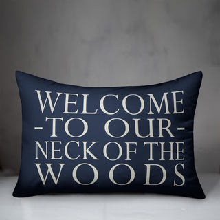 Welcome on Blue 14x20 Indoor/Outdoor Pillow