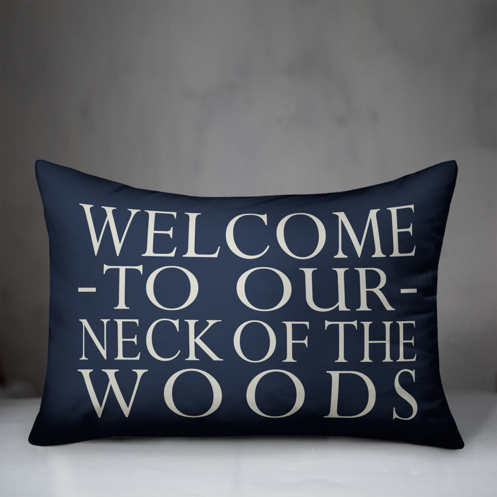 Welcome on Blue 14x20 Indoor/Outdoor Pillow