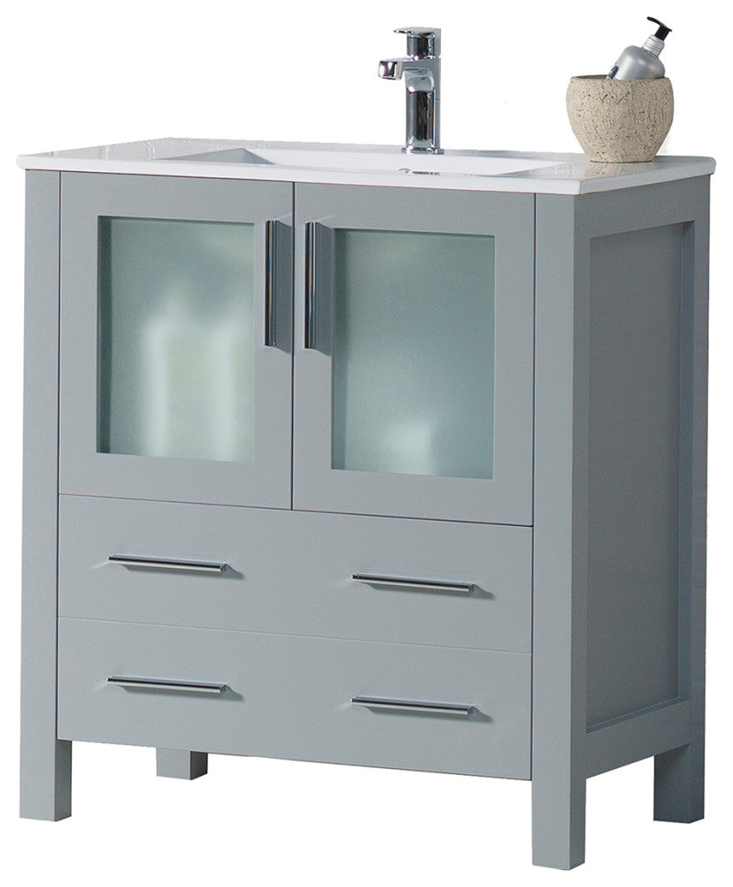 Sydney 30" Vanity Set With Mirror, Metal Gray No Mirror
