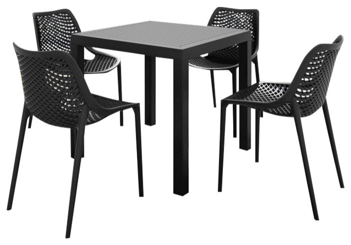 Air Square Dining Set With 4 Chairs Black