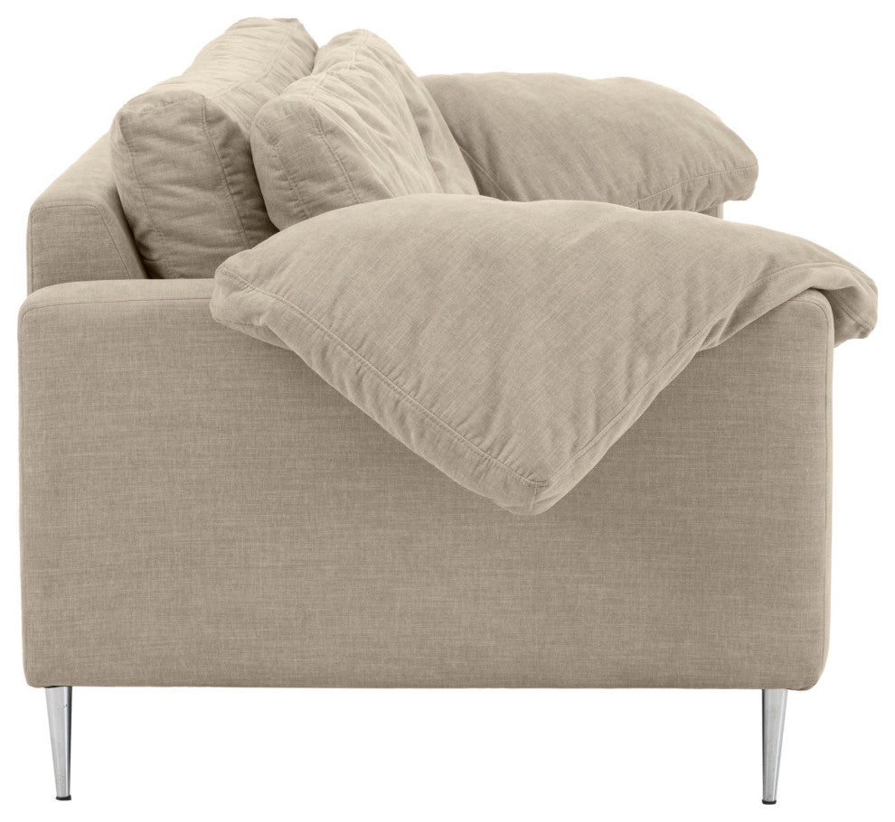 Vari Textured Velvet Lounge Sofa, Beige