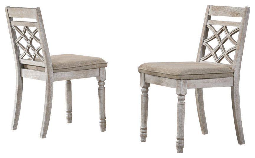 Havanna Off-White 19"W Contemporary Fabric Chair With Cushion,  Set of 2