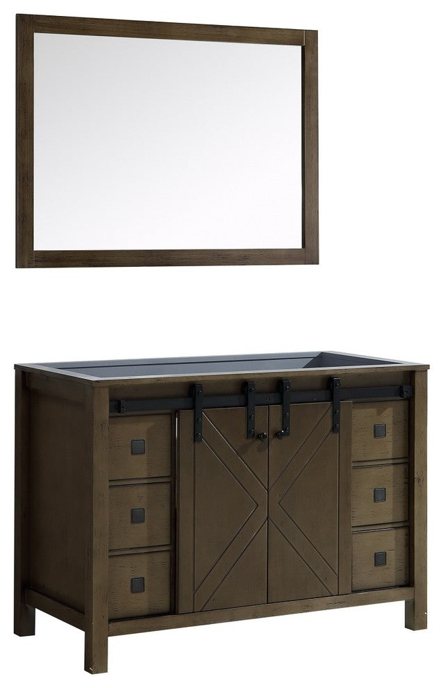 Marsyas Veluti 48" Rustic Brown Single Bath Vanity Cabinet, 44" Wall Mirror