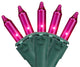 Set of 50 Pink Mini Christmas Lights 2.5" Spacing - Green Wire