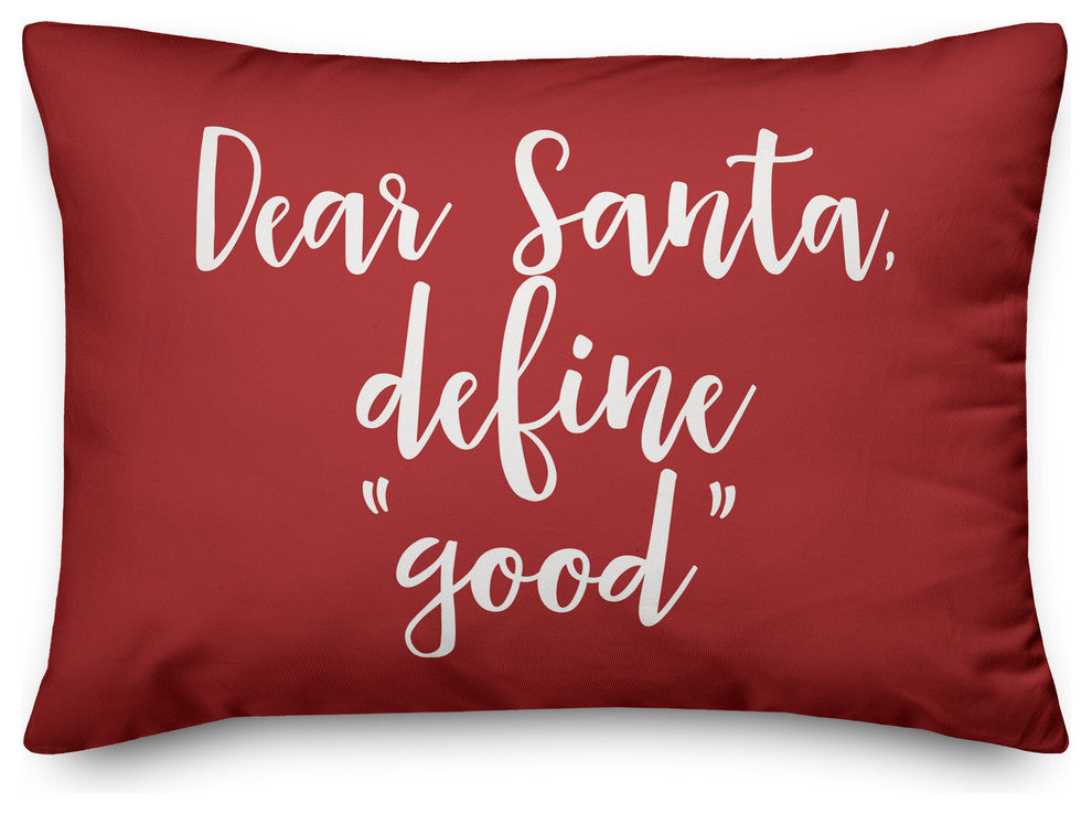 Dear Santa, Define Good, Red 14x20 Lumbar Pillow