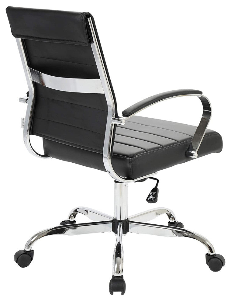 LeisureMod Benmar Leather Office Chair Black