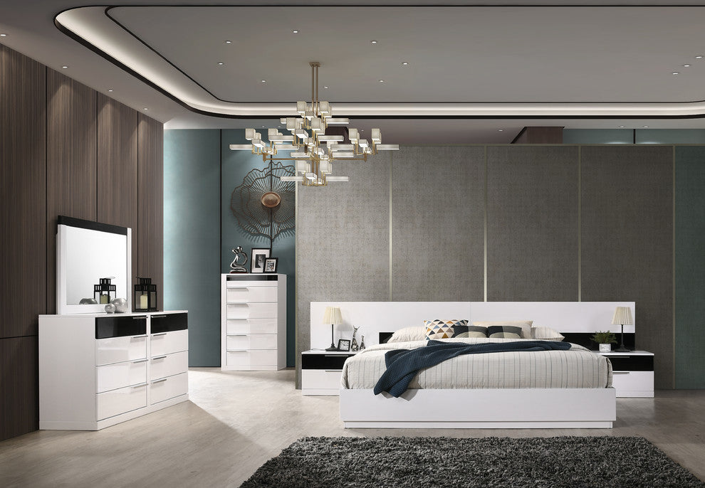 Bahamas Black and White Platform Bed, Eastern King