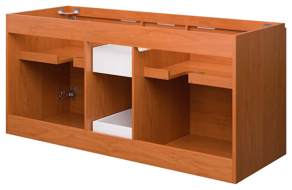 Scenic 48" Double Wall-Mount Bathroom Vanity Cabinet, Cherry Walnut