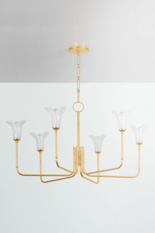 Montclair 40" Wide 6-Light Vintage Gold Leaf Chandelier