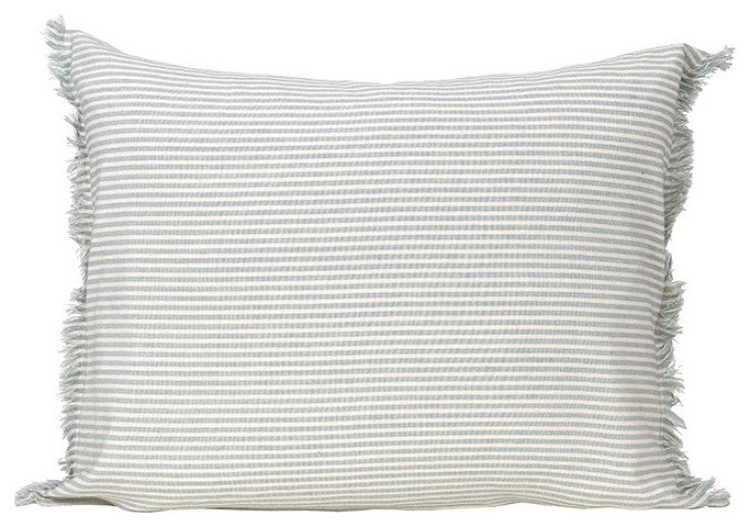 HomeRoots Set of 2 Light Blue and Ivory Horizontal Stripe Lumbar Accent Pillows