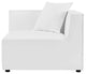 Lounge Loveseat Sofa, Fabric, White, Outdoor Patio Balcony Cafe Bistro Garden