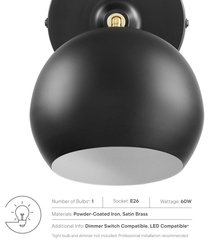 Chalice 4" Swing-Arm Metal Wall Sconce, Black