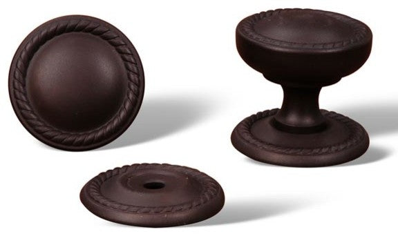 Oil Rubbed Bronze RKI Flat Rope Knob with Det. Back Plate, RKICK1217RB