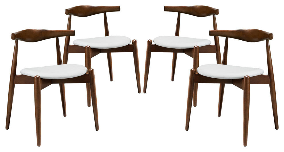 Dark Walnut White Stalwart Dining Side Chairs Set of 4