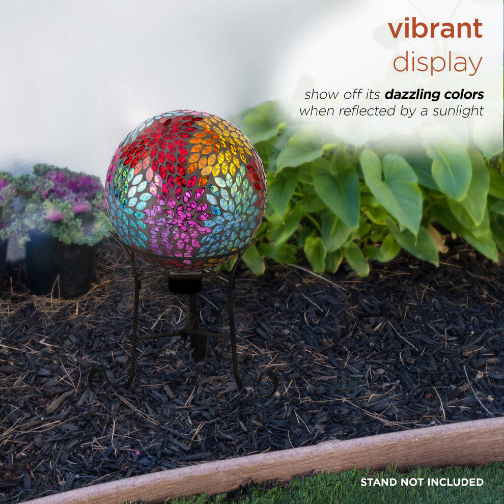 10" Colorful Mosaic Leaves Gazing Globe