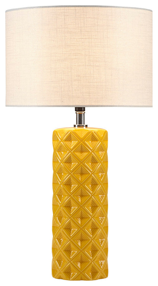 510 Design Macey Geometric Ceramic Table Lamp, Yellow