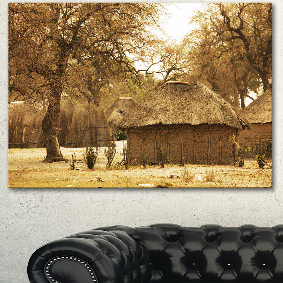 Beautiful Rural African Huts, Oversized Landscape Canvas Art, 40"x30"