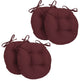 16" Solid Twill Round Tufted Chair Cushions, Set of 4, Burgundy