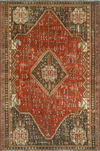 Fine Vintage Distressed Beverley Red/Charcoal Rug, 5'0x7'5