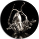 Silver Octopus, Abstract Digital Art Disc Metal Artwork, 11"