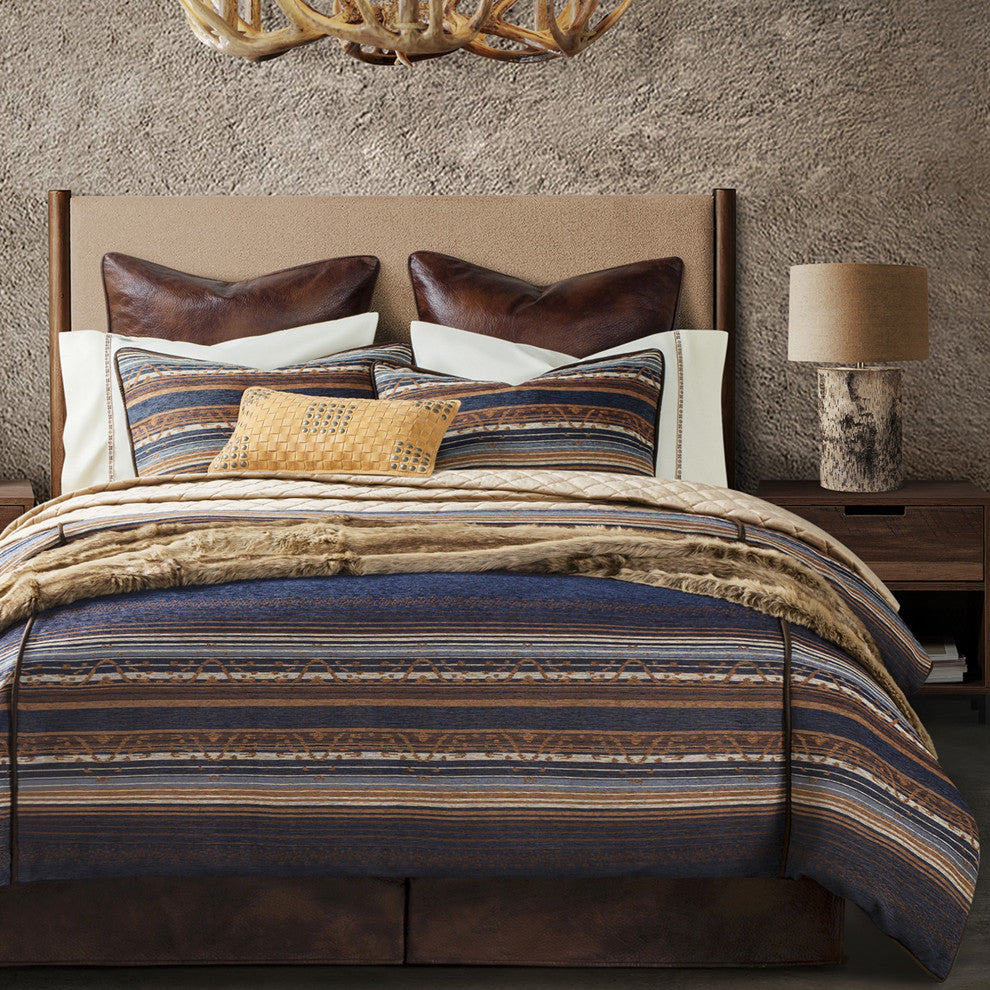 Estes Chenille Duvet Cover Set, 3 Piece, Blue, Full