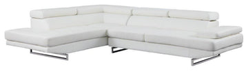 Brooklyn White Leather Air Sectional Left Arm Facing