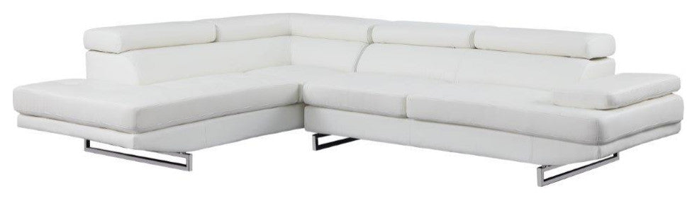 Brooklyn White Leather Air Sectional Left Arm Facing
