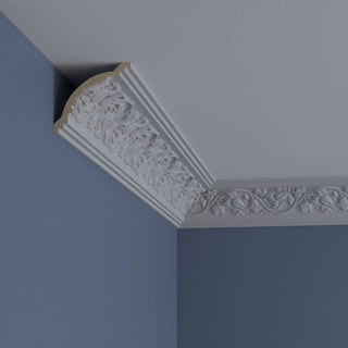3 7/8"Hx4"Px5 5/8"Fx96"L, 8" Repeat, Rose Crown Moulding