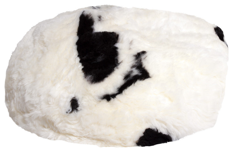 HomeRoots 31" x 31" x 31" Spotted Short-Hair Sheepskin Bean Bag
