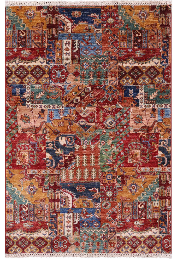 Super Kazak Handmade Wool Rug 4' 0" X 6' 0" Q11337